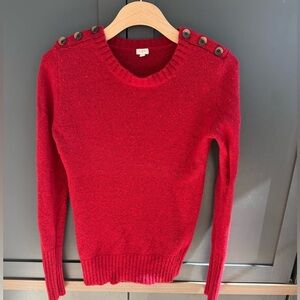 J. Crew Lambswool Red Flecked Sweater • S • Functional Button Shoulder